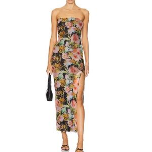 Angelica floral strapless maxi dress
